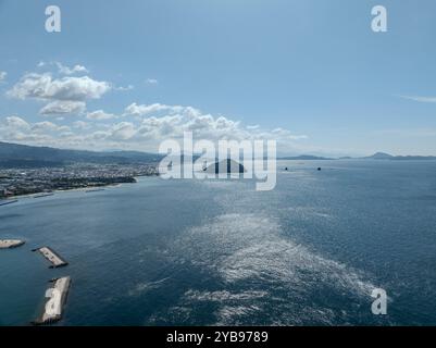 Luftbild der Küste von Ehime, zwischen Matsuyama und Imabari Stockfoto