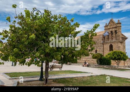 Die Kirche agios Nikolaos Molos auf dem Solomos-Platz, Stadt Zante, Stadt Zakynthos, Griechenland Stockfoto