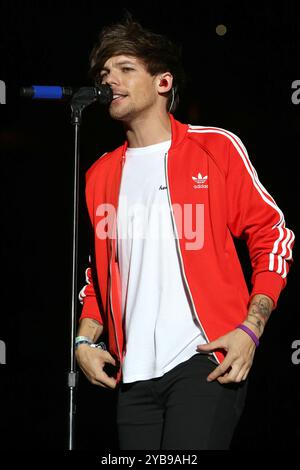 Louis Tomlinson von One Direction tritt im MetLife Stadium in New Jersey auf. Stockfoto