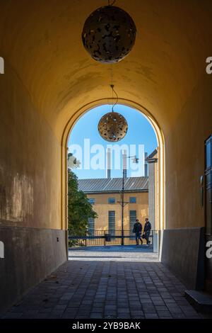 Knäppingsborg Stadtblock im Herbst in Norrköping, Schweden Stockfoto