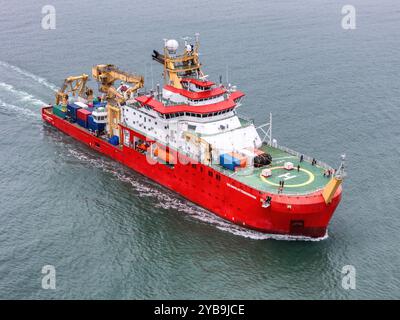 Das Royal Research Ship (RRS) Sir David Attenborough wurde vom British Antarctic Survey betrieben. Stockfoto