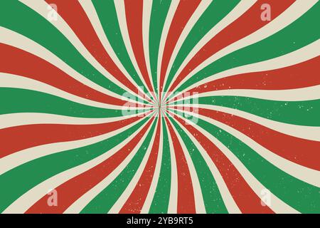 Vintage Red Green Grunge Retro Circus Rays Hintergrund mit festlicher Wirbel Twist Stock Vektor