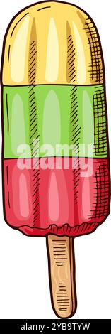 Eiscreme-Stick. Handgezeichnet süß Stock Vektor