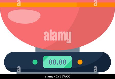 Kochwaage mit Kunststoffschale. Cartoon Küchengerät Stock Vektor