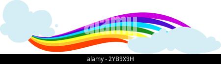 Regenbogenkurve. Sommerwundersymbol. Himmelswolken Stock Vektor