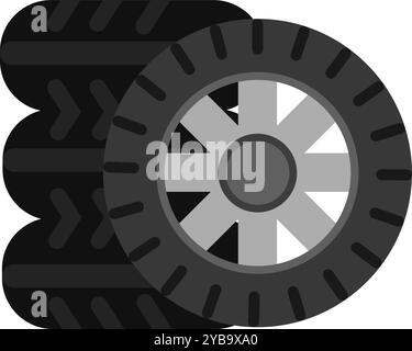 Symbol für Stapelfarbe der Fahrzeugräder. Automatische Wartung Stock Vektor