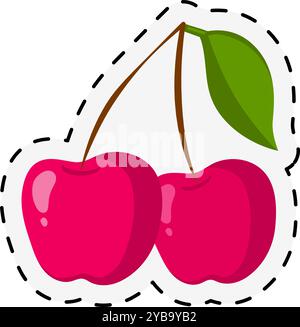 Aufkleber Kirschen. Sommerbeeren-Patch. Trendiges Symbol Stock Vektor