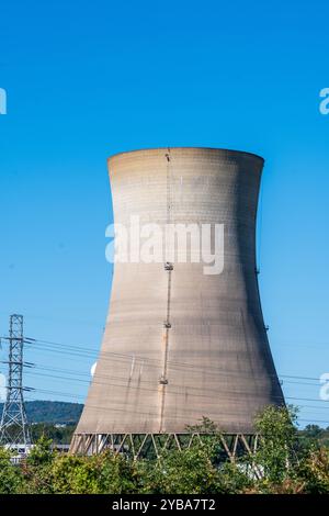 Middletown, PA/USA – 11. Oktober 2024: Three Mile Island, der Ort des Atomkraftunfalls von 1979 und derzeit stillgelegt, wird vorgeschlagen, die Insel wieder zu eröffnen Stockfoto