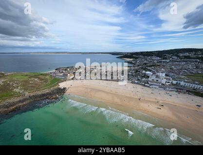 Luftbild über St. Ives Bay Stockfoto