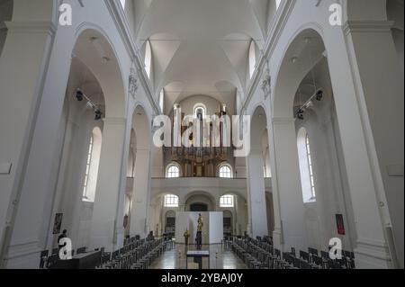 Orgelloft der Augustinerkirche, Dominikanerplatz, Würzburg, Niederfranken, Bayern, Deutschland, Europa Stockfoto