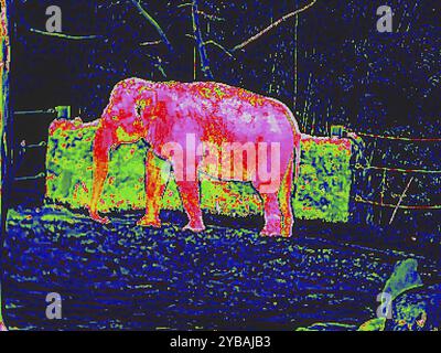 Elefant in einem Zoo. Wärmebild oder Thermografie, Symbolfoto, interpoliert. Deutschland Stockfoto