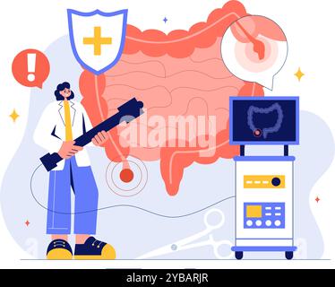 Appendizitis Vektor-Illustration mit Entzündung des Anhangs und Magenbehandlung in einem Healthcare Flat Style Cartoon Hintergrund Stock Vektor