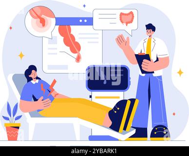 Appendizitis Vektor-Illustration mit Entzündung des Anhangs und Magenbehandlung in einem Healthcare Flat Style Cartoon Hintergrund Stock Vektor