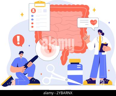 Appendizitis Vektor-Illustration mit Entzündung des Anhangs und Magenbehandlung in einem Healthcare Flat Style Cartoon Hintergrund Stock Vektor