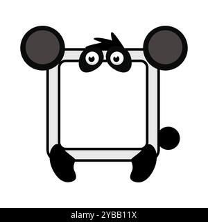 Niedlicher quadratischer Pandabahmen. Cartoon-Avatar für UI-Spiele. Leerer Tierrahmen für die Dekoration, den Druck oder die Aufkleber Ihrer Kinder Stock Vektor