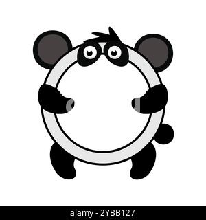 Niedlicher Cartoon-Kreis-Panda-Rahmen. Cartoon-Avatar für UI-Spiele. Leerer Tierrahmen für die Dekoration, den Druck oder die Aufkleber Ihrer Kinder Stock Vektor