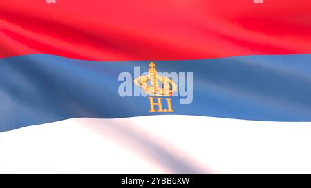 3D-Rendering - Flagge des Fürstentums Montenegro Menschen flattern im Wind. Stockfoto