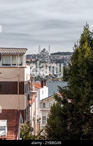 Istanbul, Turkiye - 14. Oktober 2024: Historische Straßen von Arnavutkoy, ein wohlhabendes Viertel und ein beliebter touristischer Ort in Besiktas, der europäischen Seite der Th Stockfoto