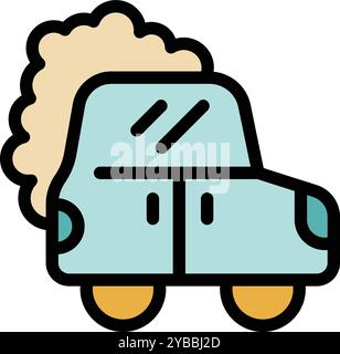 Das Auto emittiert Rauch, was ein Konzept über Umweltverschmutzung und Umweltprobleme darstellt Stock Vektor