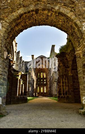 Reste der Kirche in der verlassenen Villers Abbey, gegründet 1146. Villers-la-Ville, Belgien. Stockfoto