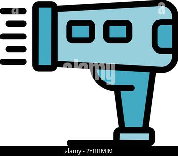 Barcode-Scanner scannt einen Barcode mit blauem Licht, einem einfachen farbigen Vektorsymbol Stock Vektor