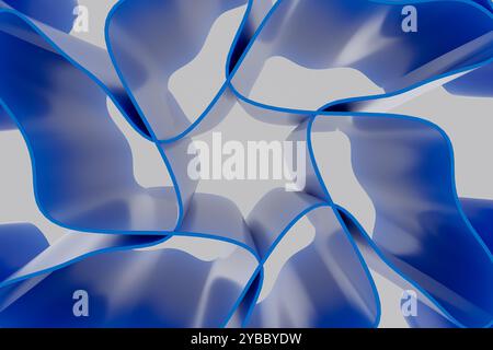 Ein blau-weißes abstraktes Design mit einem weißen Stern in der Mitte Stockfoto