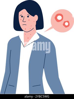 Eine Frau mit einem roten Ausschlag am Hals Stock Vektor