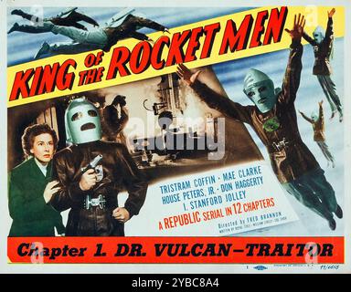 King of the Rocket Men (Republik, 1949) Titel Lobby Card - Kapitel 1, 'Dr. Vulcan - Verräter'. Stockfoto