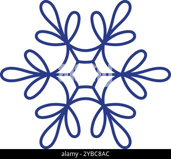 Eine blaue Schneeflocke mit weißen Linien Stock Vektor