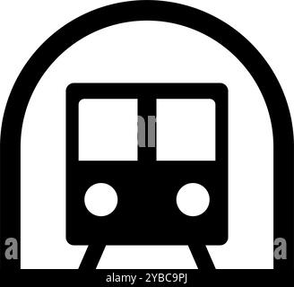 Silhouettensymbol für Tunnel und Zug. Editierbarer Vektor. Stock Vektor