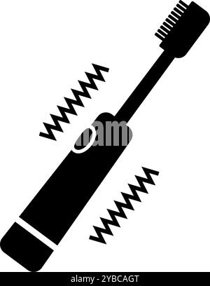 Silhouettensymbol der elektrischen Vibrationszahnbürste. Zahnbürsten. Editierbarer Vektor. Stock Vektor