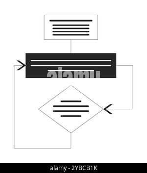 Blockdiagramm Schwarzweiß-2D-Linienobjekt Stock Vektor