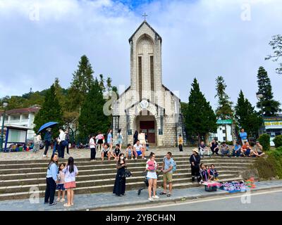 Sapa Stone Church - Stadt Sa Pa, Provinz Lao Cai, Vietnam 25. August 2024 Stockfoto