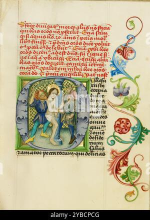 Initial O: The Flagellation; Gebetsbuch, um 1470–1480. Stockfoto