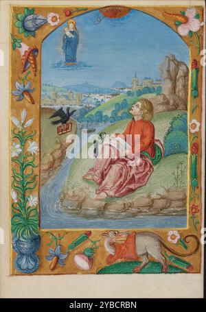 Johannes auf Patmos; Stundenbuch, Anfang des 16. Jahrhunderts. Stockfoto