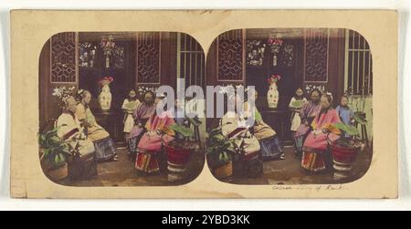 Kanton. Gruppe chinesischer Damen vom Rang, in Abendkostüm gekleidet. 1858-1859. Stockfoto