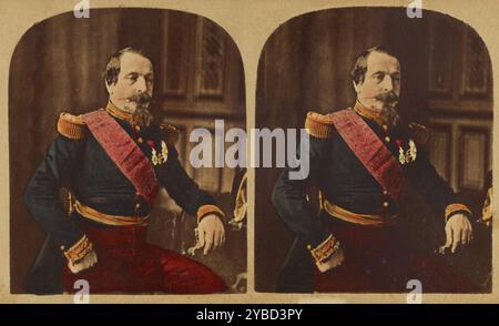 Seine Majestät Napoleon III. (Karl Ludwig.) Kaiser der Franzosen, negativ um 1853; Stereographie um 1860-1865. Stockfoto