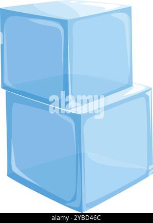 Zwei halbtransparente Eiswürfel stehen übereinander auf weißem Hintergrund Stock Vektor