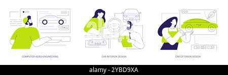 Fahrzeugdesign abstrakte Konzeptvektordarstellungen. Stock Vektor