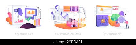 KI-Technologie in der Landwirtschaft abstrakte Konzeptvektorillustrationen. Stock Vektor