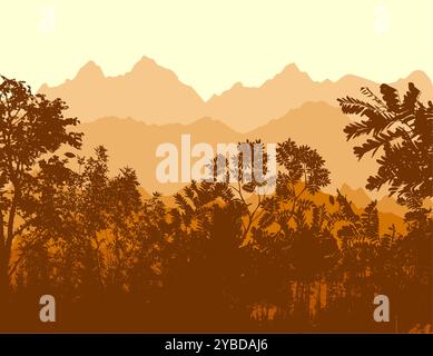 Berge und Bäume. Handzeichnung. Keine Illustration des AI-Vektors Stock Vektor
