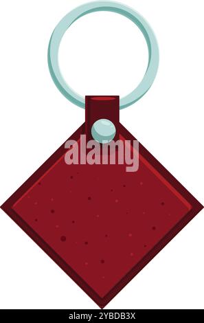 Der Schlüsselanhänger aus rotem Leder mit Metallring hängt, perfekt für Branding- und Werbezwecke Stock Vektor