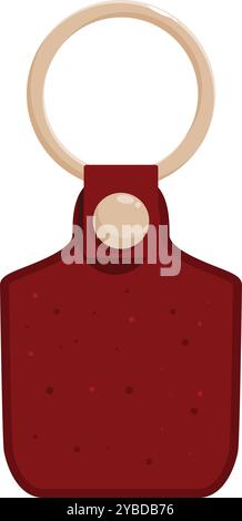 Roter Schlüsselanhänger aus Leder, perfekt zum Platzieren Ihres Logos oder Designs Stock Vektor