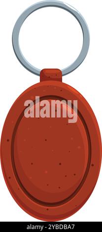 Ovaler Schlüsselanhänger aus braunem Leder mit Schlüsseln, isoliert auf weißem Hintergrund Stock Vektor