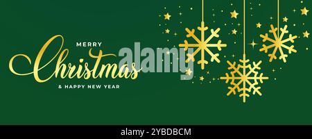 Frohe Weihnachten und Happy New Year Hintergrund Weihnachtsbaum Zweige Dekoration. Frohe Weihnachten Vektortext Kalligraphische Schrift Vektor Illustrati Stock Vektor