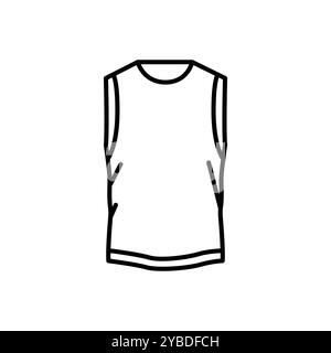Ärmelloses T-Shirt mit schwarzer Linie. Signieren Sie für Webseite, mobile App, Schaltfläche, Logo. Schaltfläche Vektorisoliert. Bearbeitbare Kontur. Stock Vektor