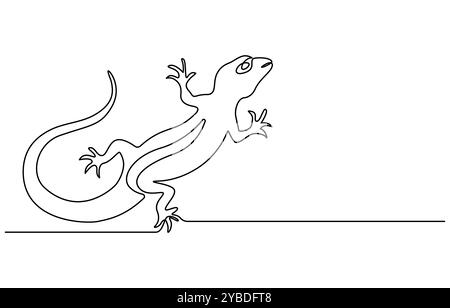 Eine durchgehende Linienzeichnung einer Eidechse, eine einzeilige Zeichnung eines bezaubernden Wüstenechsenreptils für die Firmenlogos-Identität. Lustiges Tiermaskottchen Stock Vektor