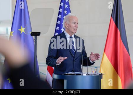 Staatsbesuch des amerikanischen Präsidenten, Joseph R. Biden Jr. Besuch des Präsidenten der Vereinigten Staaten von Amerika, Joseph R. Biden Jr., in Deutschland. Presseerklärungen des amerikanischen Präsidenten im Bundeskanzleramt Berlin Berlin GER *** Staatsbesuch des Präsidenten der Vereinigten Staaten von Amerika, Joseph R Biden Jr. Besuch des Präsidenten der Vereinigten Staaten von Amerika, Joseph R Biden Jr. In Deutschland Presseerklärungen des amerikanischen Präsidenten im Bundeskanzleramt Berlin GER Stockfoto