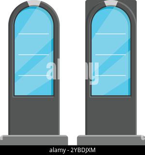 Zwei leere citylight-Reklametafeln mit einer abgerundeten Oberseite zeigen einen leeren Platz für Werbung Stock Vektor