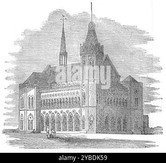 Frere Hall, Kurrachee, [Indien], 1871. "Unsere Illustration zeigt den schönen öffentlichen Saal, der kürzlich in der Stadt Kurrachee [Karachi, jetzt in Pakistan] errichtet wurde und nach Sir Bartle Frere, dem damaligen Gouverneur der Präsidentschaft von Bombay benannt wurde, um eine Gedenkstätte für die Vorteile zu sein, die aus seiner fähigen offiziellen Verwaltung erwachsen. Kurrachee, das von Bombay etwa 800 Meilen auf dem Seeweg entfernt ist, oder drei bis vier Tage Dämpfen, ist der einzige Seehafen von Scinde, oder das Tal des Indus, mit dem Punjaub darüber, und sein kommerzieller Wohlstand wächst stetig... dort Stockfoto